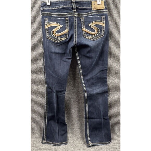 Silver Jeans Women 30x30 Tuesday Slim Bootcut Dark Wash Embroidered Indigo Denim - Picture 11 of 16